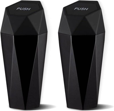 JUSTTOP Car Trash Can with Lid, Diamond Design Small Automatic Portable Black 