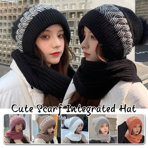 Knit Hat Scarf Knitted Earflap Hat 