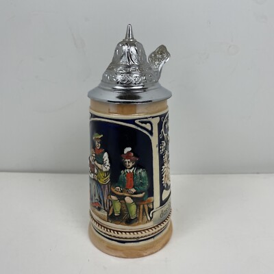 Vintage BBGM German Beer Stein Pewter Lid 7  Tall  -  Made In Germany - Vintage