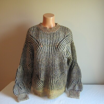 BKE Poly Blend Turtleneck Sweater Top Shirt Black Multi XS NWT