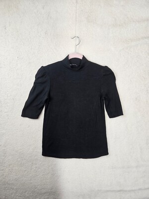 Zara Turtle Neck Black Sweater With Short Sleeves Zara Women Top