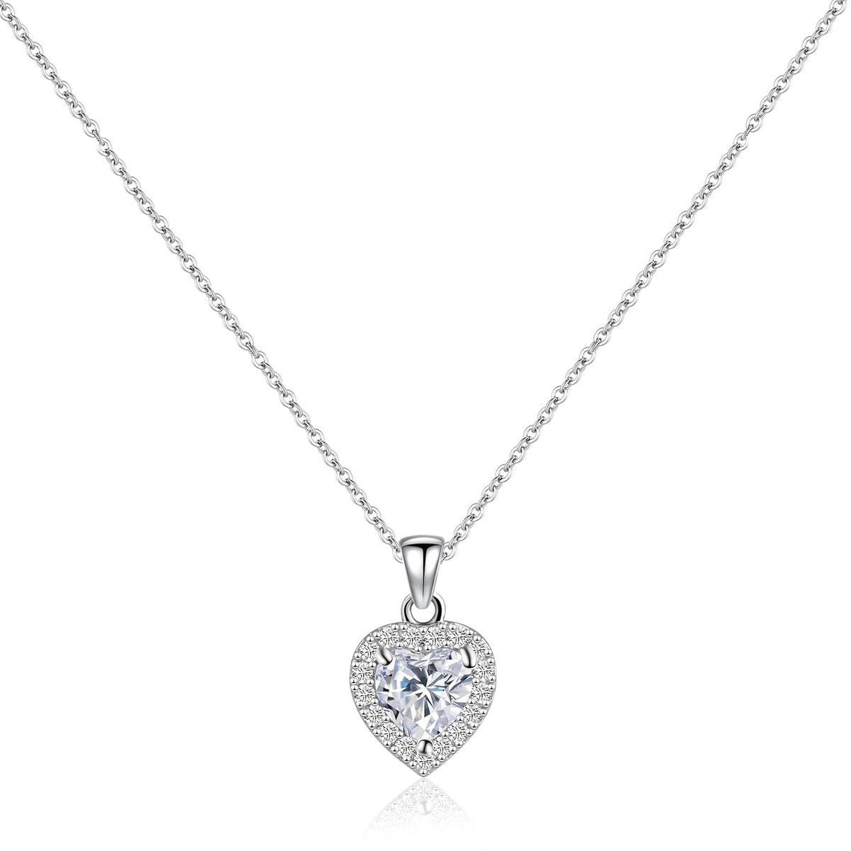 Silver Heart Necklace 925 Sterling Silver Necklace for Women