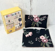 Dollhouse Miniatures 1:12 Night Time Floral Bedding Set Reversibe Pillow Blanket