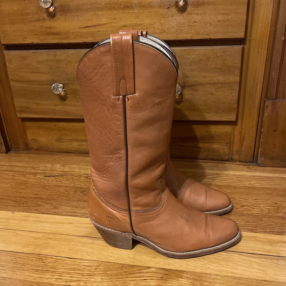 Vintage Frye 2355 Brown Cowboy Western Boots Men display picture 3