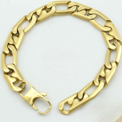 Men's Stainless Steel 11mm,Cuban Curb Bracelet Gold plated