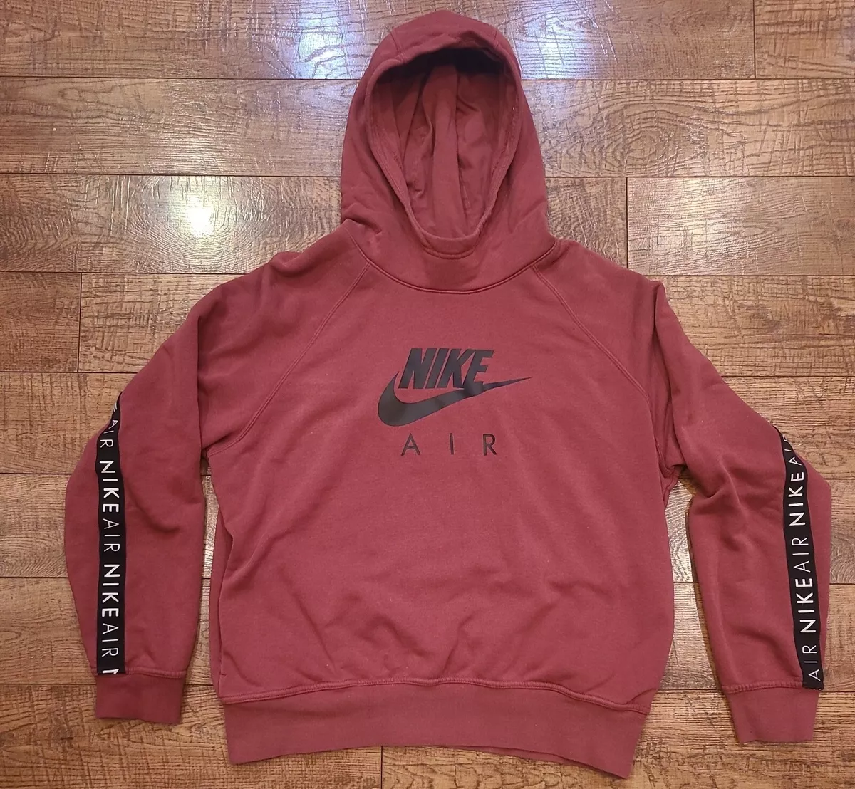 Nike Air Sleeve Tape Logo Pullover Hoodie Womens XL Brick Red