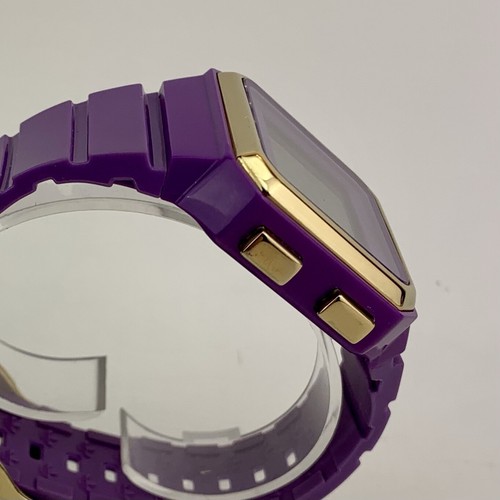 Vintage Adidas Watch Mens Digital Y2K Chrono Purple Gold Square New Battery - Picture 12 of 21