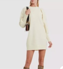 Ulla Johnson Womens Viviana Ivory  boiled  merino Wool Puff Sleeve sweater SZ P