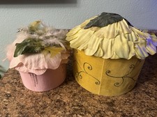 Vintage 2002 2003 Nordstrom Decorative Hat Boxes Circle Storage Fairy Pastel Y2K