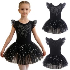US Kids Girls Dress Patchwork Dancewear Performance Costume Stage Ballet Sparkly