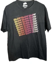 Netflix GLOW T Shirt Adult L Black Spell Out Retro Look Gorgeous Ladies Of Wrest