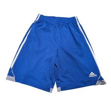 Adidas Athletic Shorts Boys L 14/16 Blue 3-Stripe Mesh Performance Gym Active