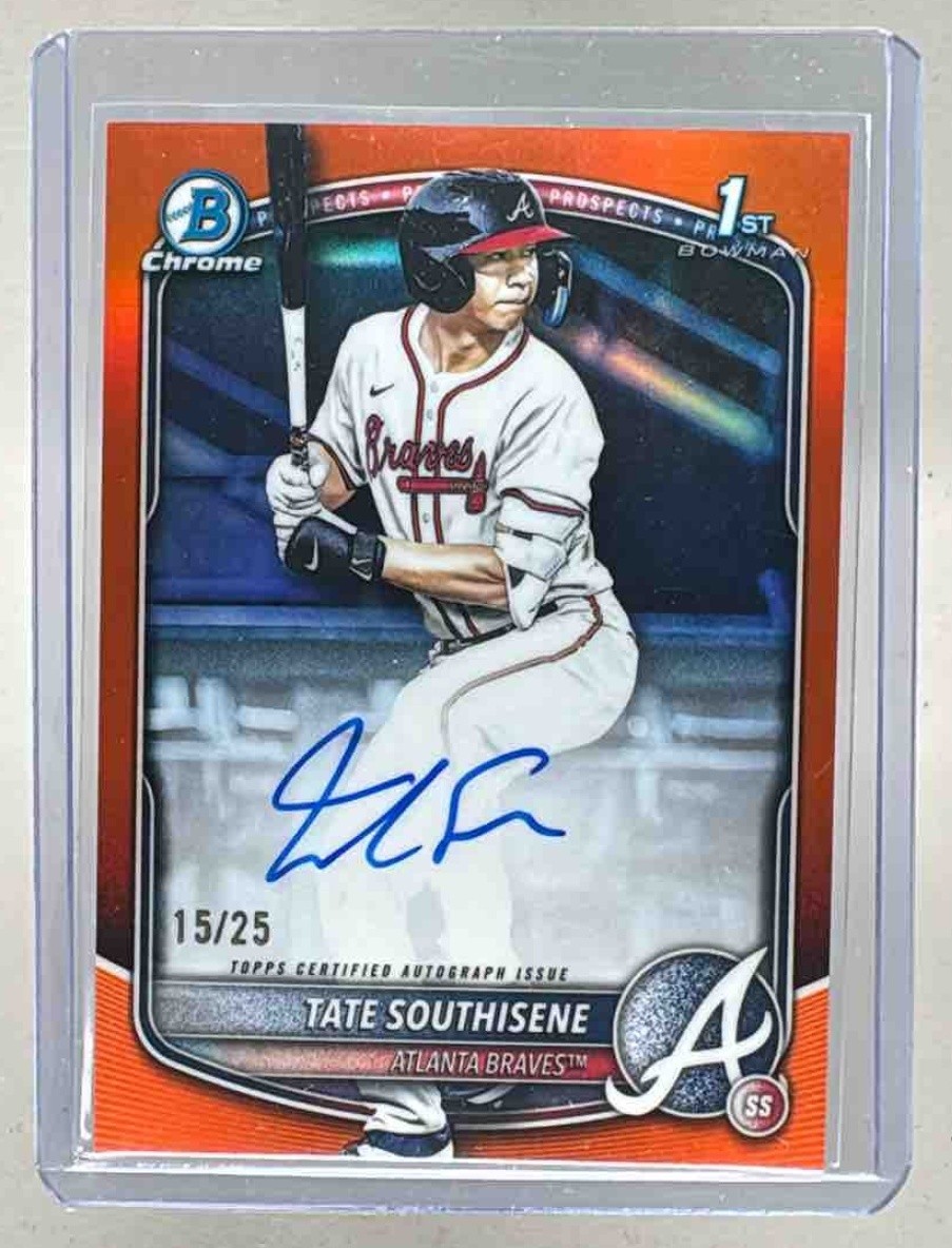 TATE SOUTHISENE 2025 Bowman Chrome Draft ORANGE Refractor AUTO #d /25 RC