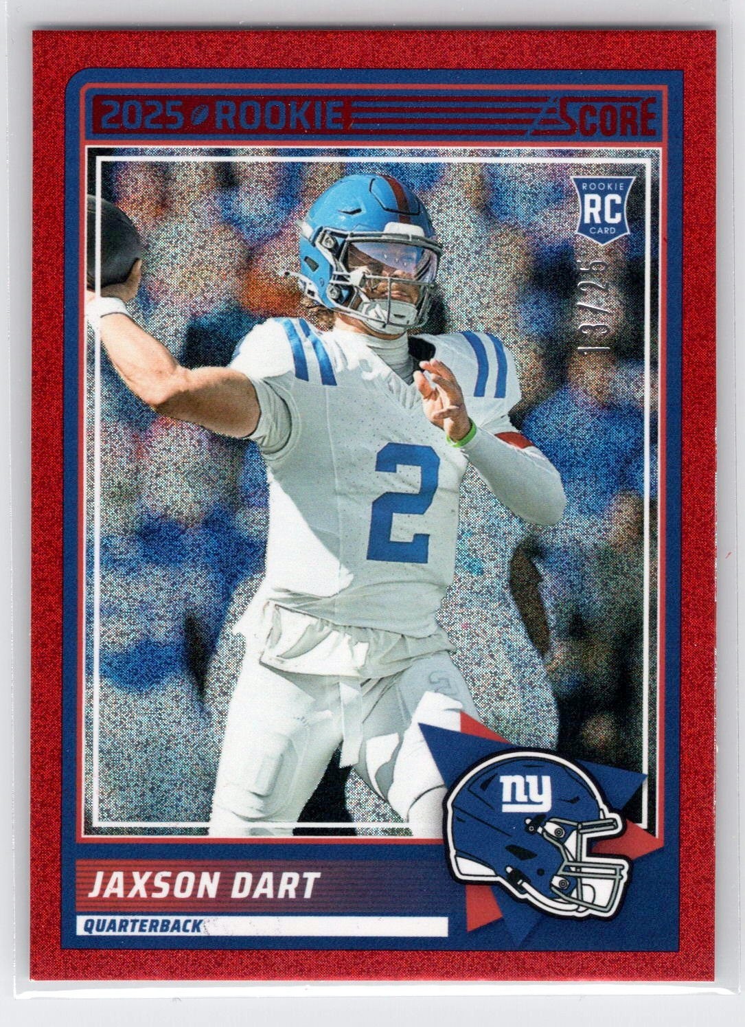 2025 Score Jaxson Dart #35 Red Dots RC Rookie Card 13/25 - New York Giants