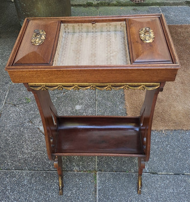Seltenes Französischer Nähtisch Louis XVI Kirsche Schubladen David Roentgen Stil