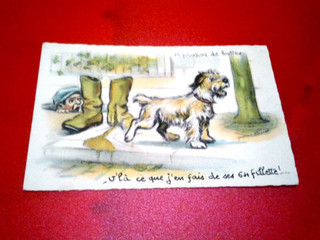 cpa germaine bouret a propos de bottes