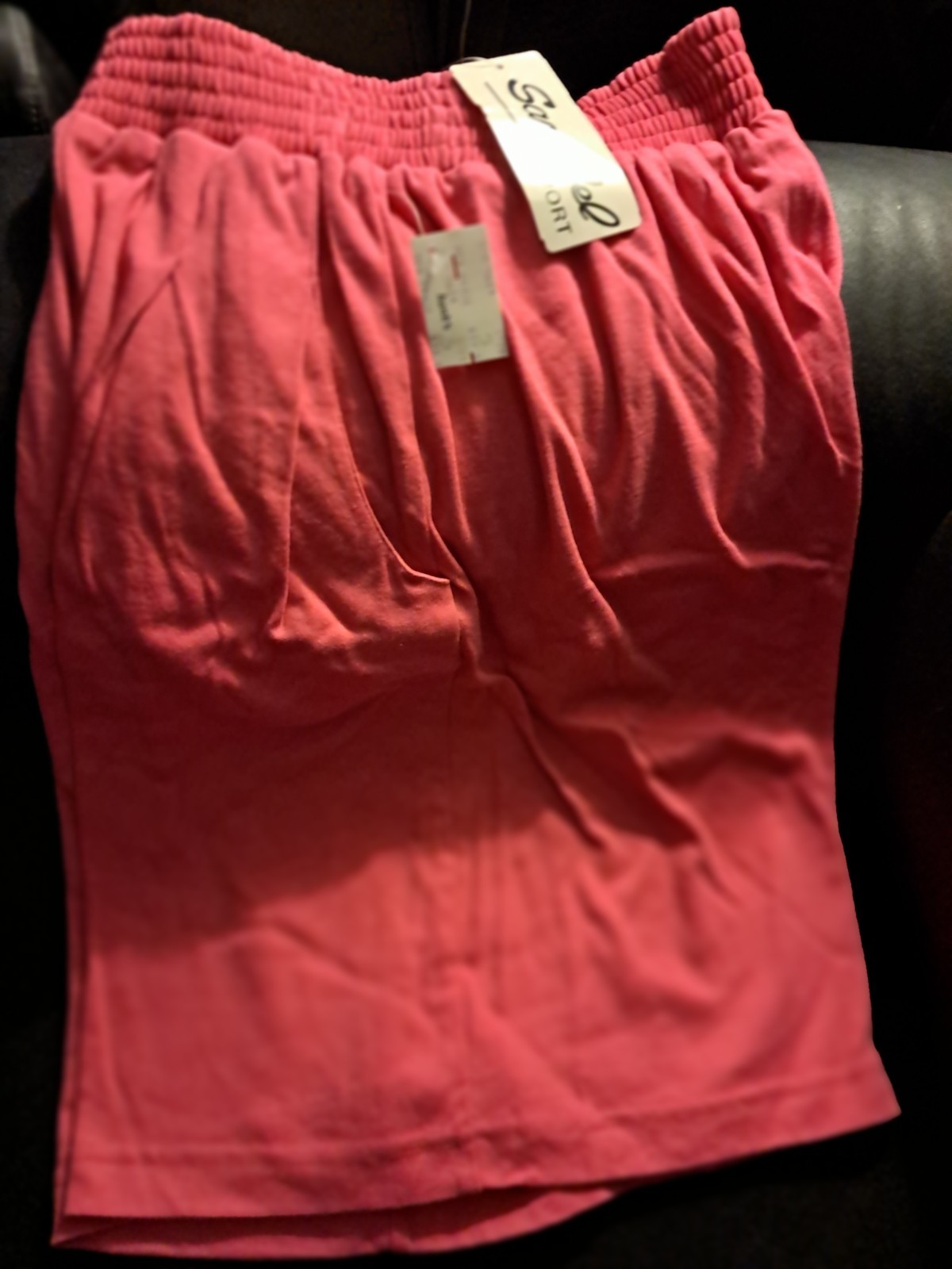 SO SO Soft Women's Pink Solid Knit Sweat Shorts Pull-On Elastic Waist Size L