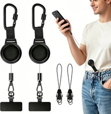 2-Pack Anti-Theft Phone Tether Lanyard, Retractable Steel Cable with Locking Car