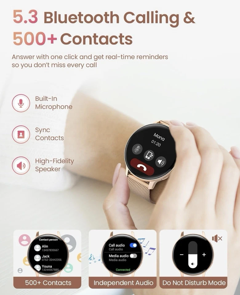 Montre Connectée Femme Coloris OR Compatible Apple Et Android - Photo 2/4