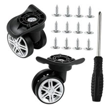 2PCS Suitcase Wheels, Luggage Wheels Replacement Kit Mute 360 Rotation
