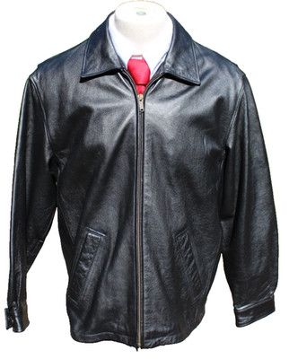 Wilsons Leather Men's Black Jacket Full Zip Size L ''The Leather Experts'' THICK