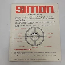 Vintage 1978 Instructions Booklet for Simon Says Electronic Game English French