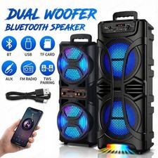 Bluetooth Portable PA System Karaoke Party Speaker Dual Subwoofer Heavy Bass