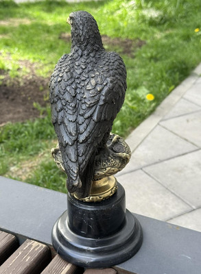 Bronze Eagle Statue Sculpture Animal Falcon Art Decor Marble France Thorburn