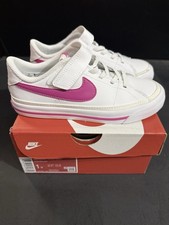 Nike Court Legacy White Fuchsia Foam Saseme Size 1Y Little Kids Sneaker NWB