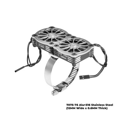 GPM Aluminum Dual 40x40mm RC Cooling Fan Adjustable Silver : 40-56 Series Motor