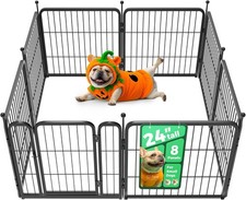 Dog playpen, 24-inch, 8-panel, suitable for small dogs and puppies, black.
