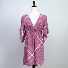 Alice & Trixie 100% Silk Kimono Sleeve V-Neck Mini Dress
