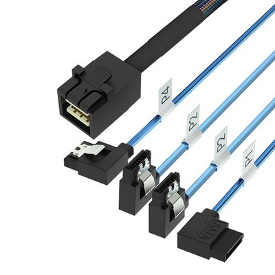 0.5M Internal HD Mini SAS SFF-8643 to 4X SATA 90-Degree Right-Angle Cable
