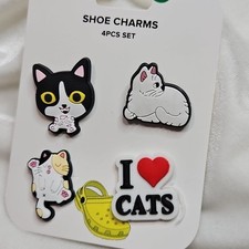 Women's Girl's Unisex Crocs Shoe Charms 4 Piece Set Cat Mom Cats Unique Gift