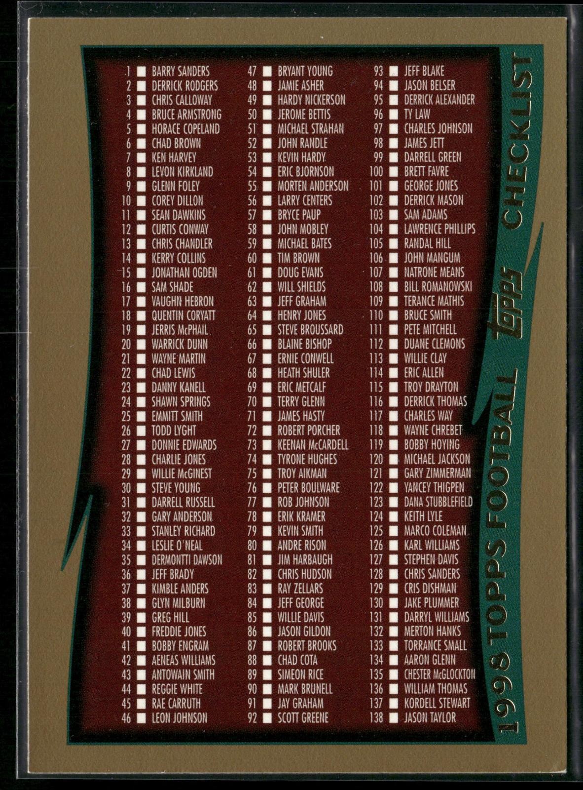 1998 Topps #329 Checklist: 1-252