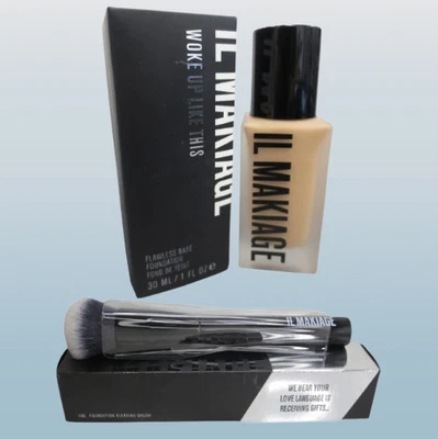 IL MAKIAG WOKE UP LIKE THIS FLAWLESS BASE FOUNDATION #105 1 OZ + #100 BRUSH NEW!