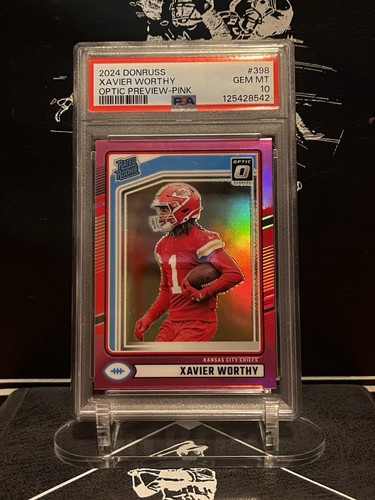 Panini Donruss 2024 Xavier Worthy RC Rated Rookie Optic Pink Prizm #398 PSA 10