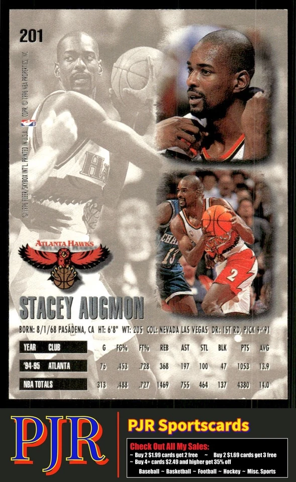 Stacey Augmon 1995-96 Ultra #201 Atlanta Hawks - Image 2 of 2