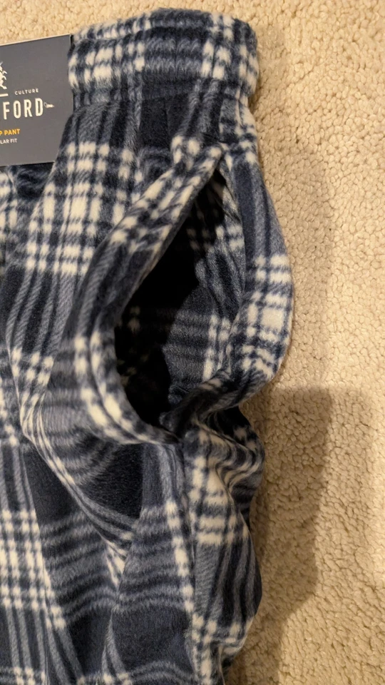 Stafford Sleep Pants Mens Large NavyPlaid Soft Fleece Regular Fit New - Image 3 of 4