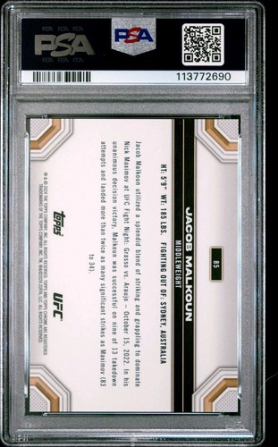 2024 Topps Chrome UFC Jacob Malkoun 5/10 Black Refractor PSA 9 Mint - Picture 2 of 5