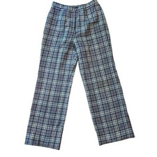 Vtg Pendleton Women  s Plaid Trousers Blue 100 Wool Size 12