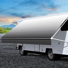 15-19Ft Waterproof RV Awning Fabric Replacement For RV Camper Trailer Strip Gray