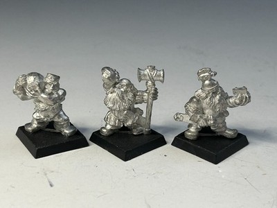 Warhammer CLASSIC METAL Dwarf Catapult Crew (3) Stone Thrower Dwarfs Dwarves OOP
