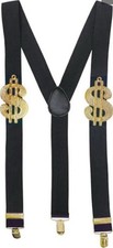 Money Dollar Symbol   Suspenders Black/Gold AMSCAN 1 Pc ADULT Novelty