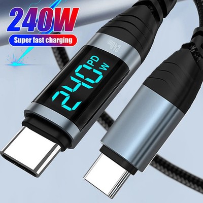 240W USB C to Type C Super Charging Cable Digital Display Phone USB C Data Cable