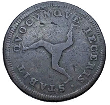 1786 ISLE OF MAN HALF PENNY 1/2D KING GEORGE III BRITISH DEPENDENCY COIN #Y186