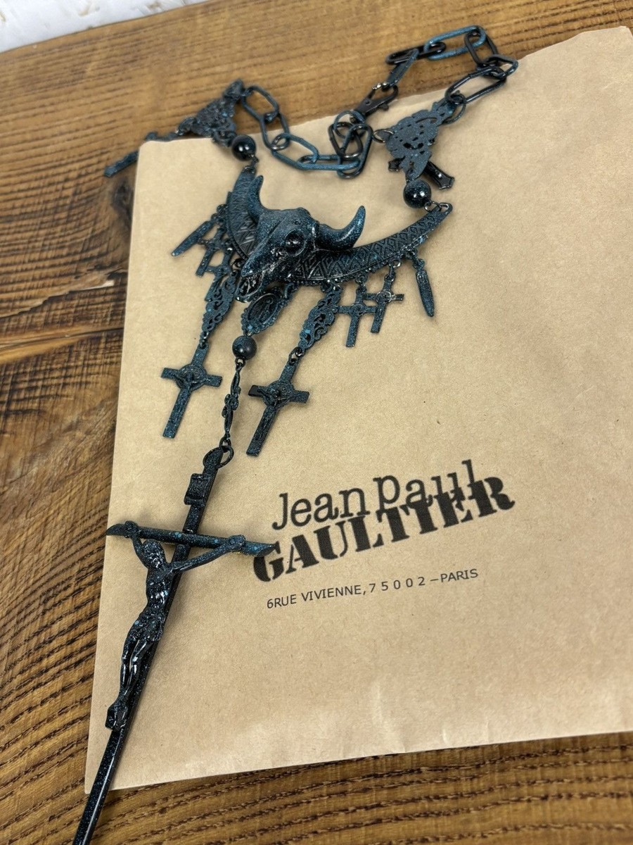 Jean Paul Gaultier Gothic Bull Skull Rosary Sample Necklace JPG