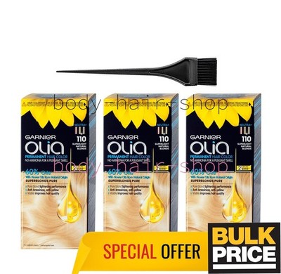 Garnier Olia 110 Super Light Natural Blonde Salon Quality Hair Color Bulk 3-Pack