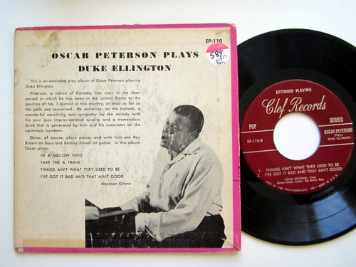 OSCAR PETERSON 45 Plays Duke Ellington CLEF Jazz VG+ w/Picture Sleeve h1 - Picture 2 of 3