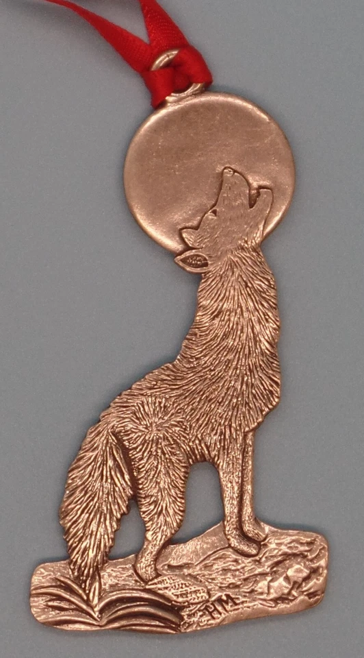 Волк воет олова подвеска полная луна помеченный HM 2-стороннее ожерелье украшение - Изображение 3 из 4